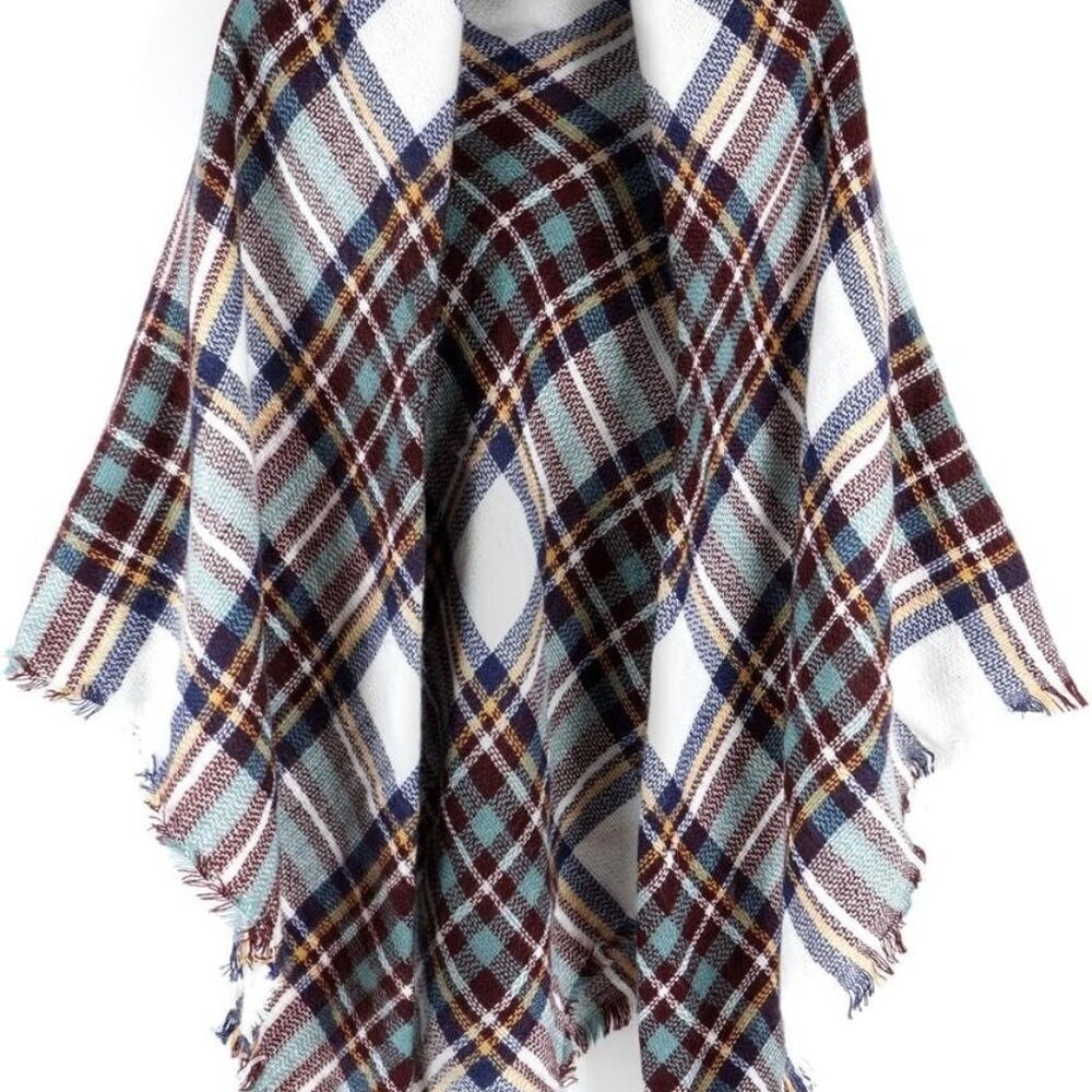 Women's Plaid Scarf Blanket Wrap Oversized Chunky Scarves Tartan Shawls
